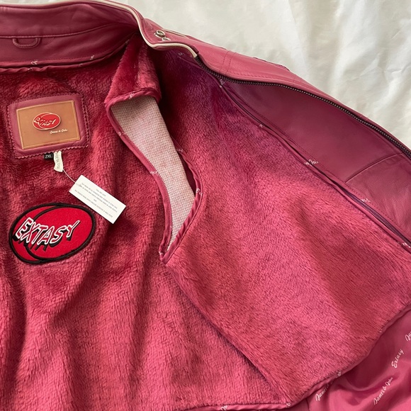 extasy fuschia pink leather moto jacket - Picture 8 of 14